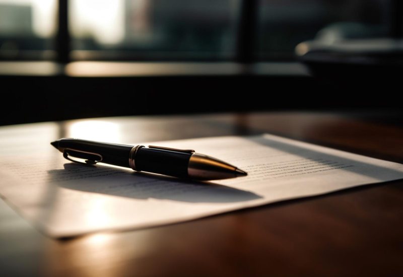 Signature on paper with fountain pen nib generated by artificial intelligence